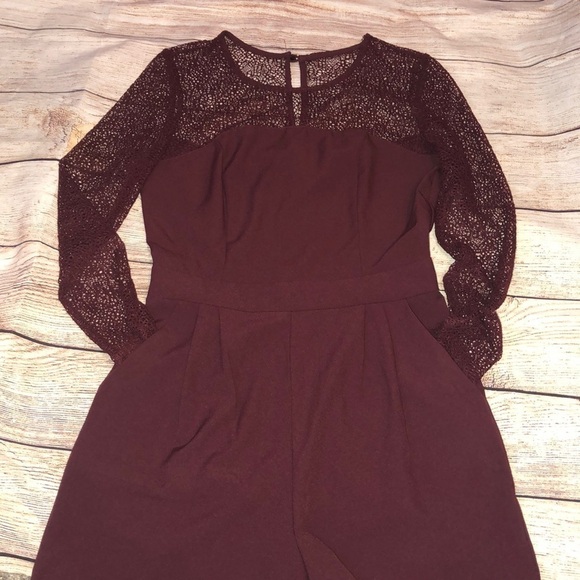 GARAGE Shorts Romper Long sleeve Burgundy Size XS - Picture 4 of 7